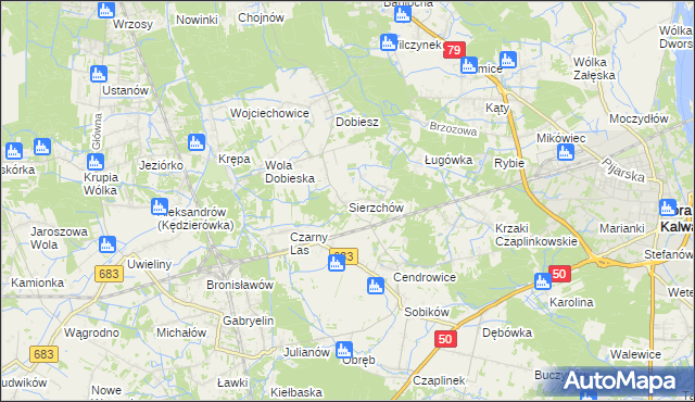 mapa Sierzchów gmina Góra Kalwaria, Sierzchów gmina Góra Kalwaria na mapie Targeo