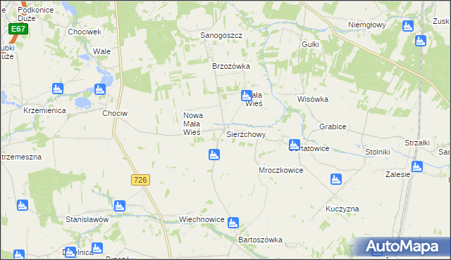 mapa Sierzchowy, Sierzchowy na mapie Targeo