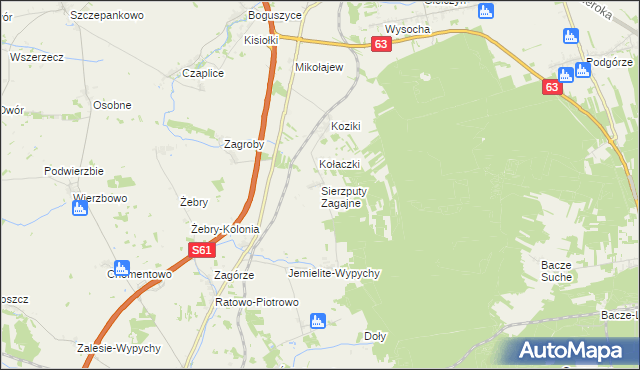 mapa Sierzputy Zagajne, Sierzputy Zagajne na mapie Targeo