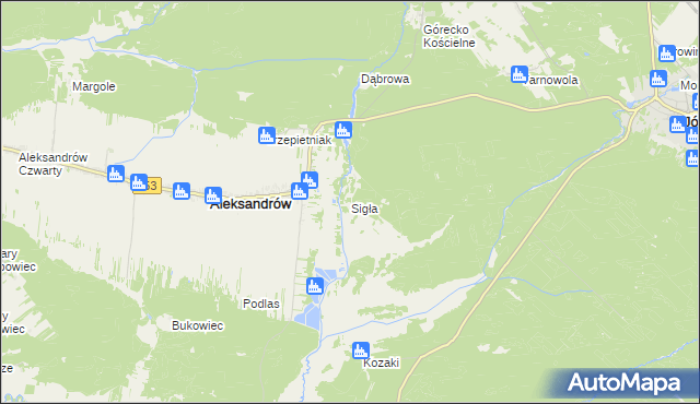 mapa Sigła gmina Aleksandrów, Sigła gmina Aleksandrów na mapie Targeo