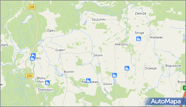 mapa Sikorki, Sikorki na mapie Targeo