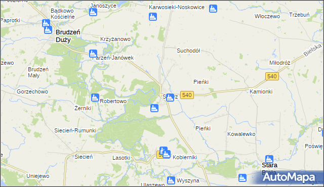 mapa Sikórz gmina Brudzeń Duży, Sikórz gmina Brudzeń Duży na mapie Targeo