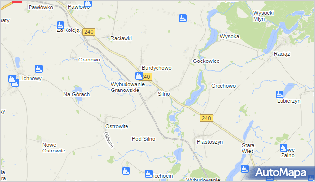 mapa Silno gmina Chojnice, Silno gmina Chojnice na mapie Targeo