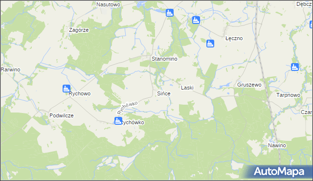 mapa Sińce gmina Białogard, Sińce gmina Białogard na mapie Targeo