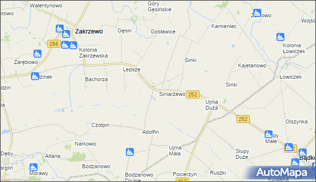 mapa Siniarzewo, Siniarzewo na mapie Targeo