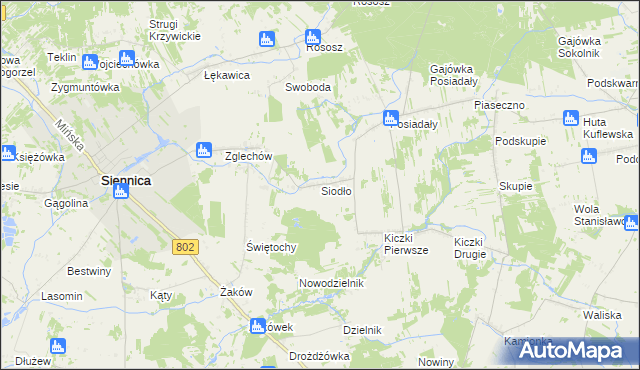 mapa Siodło gmina Siennica, Siodło gmina Siennica na mapie Targeo