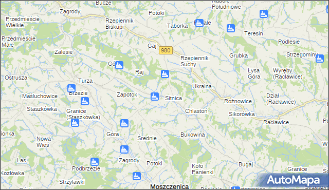 mapa Sitnica gmina Biecz, Sitnica gmina Biecz na mapie Targeo