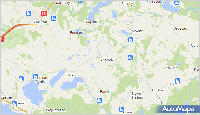 mapa Skajboty, Skajboty na mapie Targeo