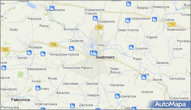 mapa Skalbmierz, Skalbmierz na mapie Targeo