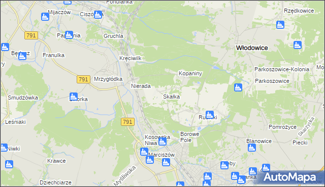 mapa Skałka gmina Włodowice, Skałka gmina Włodowice na mapie Targeo