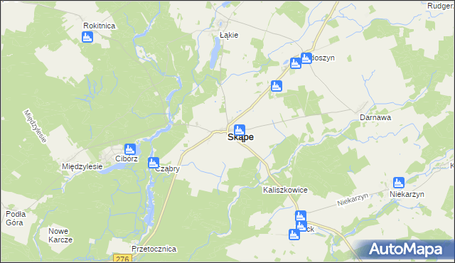 mapa Skąpe powiat świebodziński, Skąpe powiat świebodziński na mapie Targeo