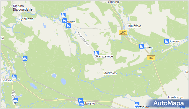 mapa Skarszewice, Skarszewice na mapie Targeo