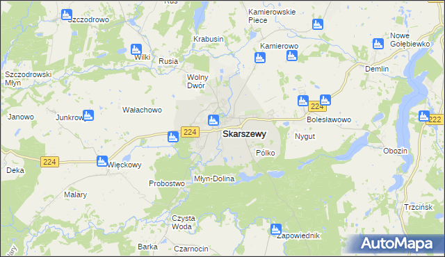 mapa Skarszewy powiat starogardzki, Skarszewy powiat starogardzki na mapie Targeo