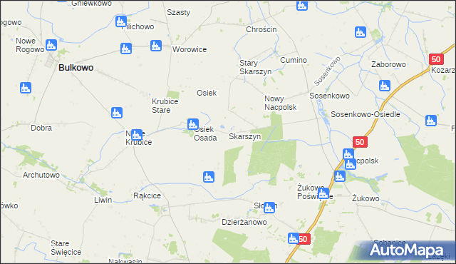 mapa Skarszyn gmina Naruszewo, Skarszyn gmina Naruszewo na mapie Targeo