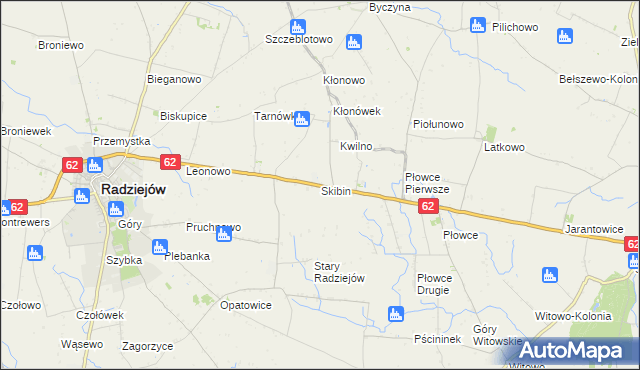 mapa Skibin gmina Radziejów, Skibin gmina Radziejów na mapie Targeo