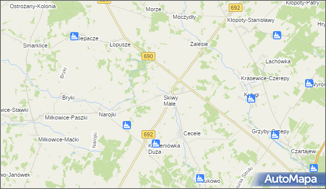 mapa Skiwy Małe, Skiwy Małe na mapie Targeo