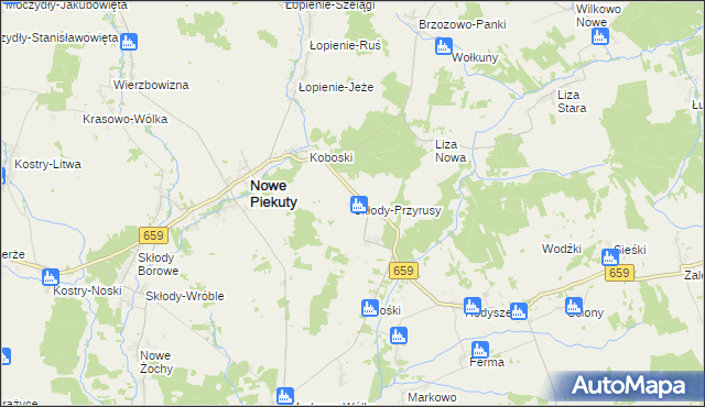 mapa Skłody-Przyrusy, Skłody-Przyrusy na mapie Targeo