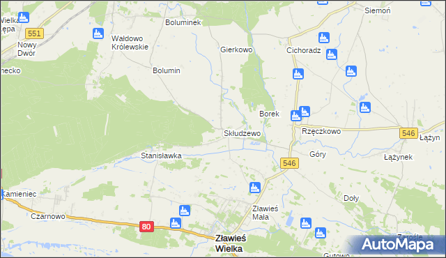 mapa Skłudzewo, Skłudzewo na mapie Targeo