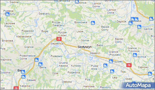 mapa Skołyszyn, Skołyszyn na mapie Targeo