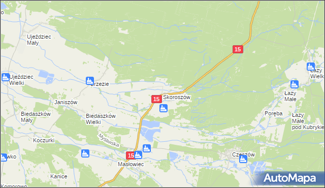 mapa Skoroszów gmina Trzebnica, Skoroszów gmina Trzebnica na mapie Targeo