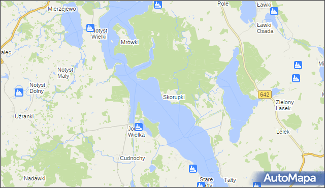 mapa Skorupki gmina Ryn, Skorupki gmina Ryn na mapie Targeo
