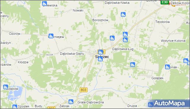 mapa Skórzec powiat siedlecki, Skórzec powiat siedlecki na mapie Targeo