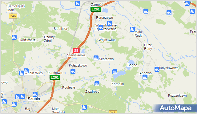 mapa Skórzewo gmina Szubin, Skórzewo gmina Szubin na mapie Targeo