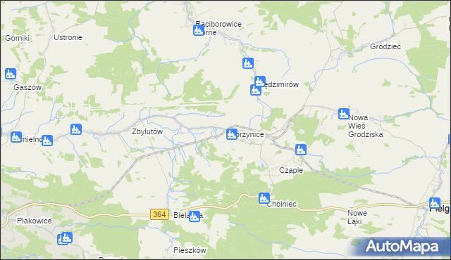 mapa Skorzynice, Skorzynice na mapie Targeo