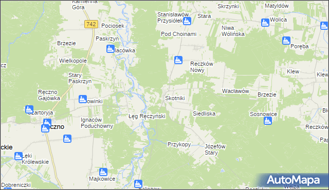 mapa Skotniki gmina Aleksandrów, Skotniki gmina Aleksandrów na mapie Targeo