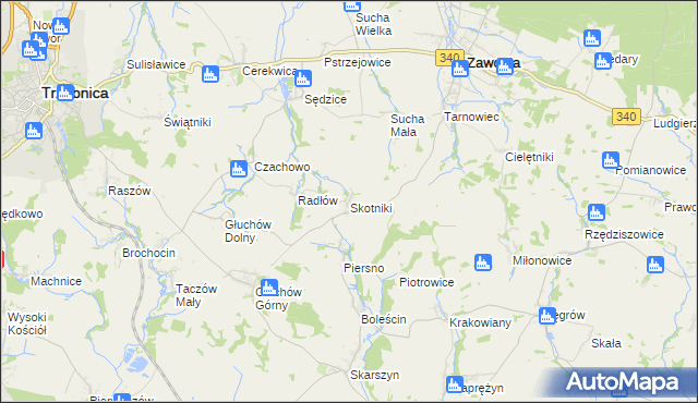 mapa Skotniki gmina Zawonia, Skotniki gmina Zawonia na mapie Targeo