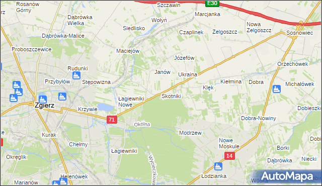 mapa Skotniki gmina Zgierz, Skotniki gmina Zgierz na mapie Targeo