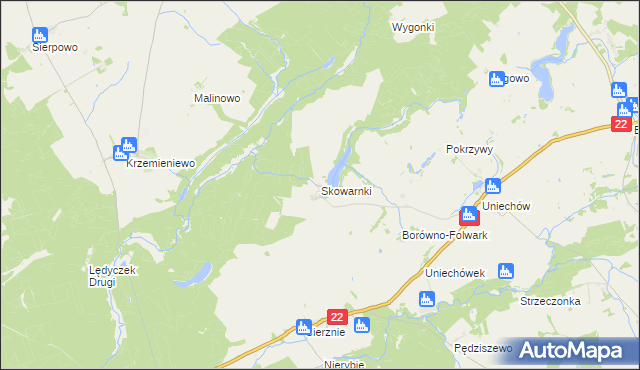 mapa Skowarnki, Skowarnki na mapie Targeo