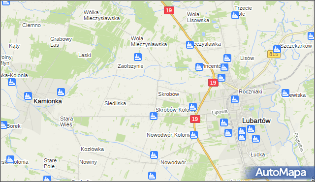 mapa Skrobów, Skrobów na mapie Targeo