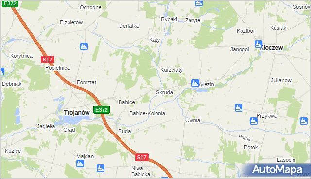 mapa Skruda gmina Trojanów, Skruda gmina Trojanów na mapie Targeo