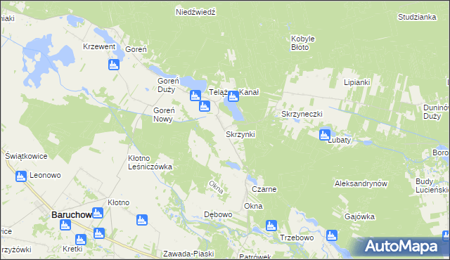 mapa Skrzynki gmina Baruchowo, Skrzynki gmina Baruchowo na mapie Targeo