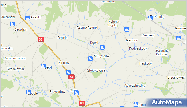 mapa Skrzyszew, Skrzyszew na mapie Targeo