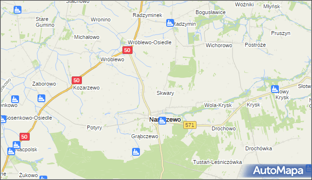 mapa Skwary gmina Naruszewo, Skwary gmina Naruszewo na mapie Targeo