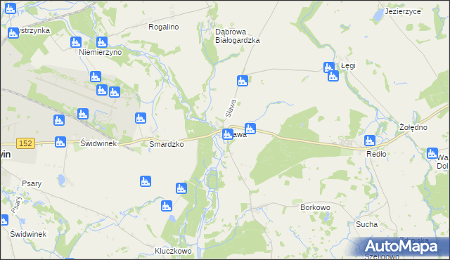 mapa Sława gmina Świdwin, Sława gmina Świdwin na mapie Targeo