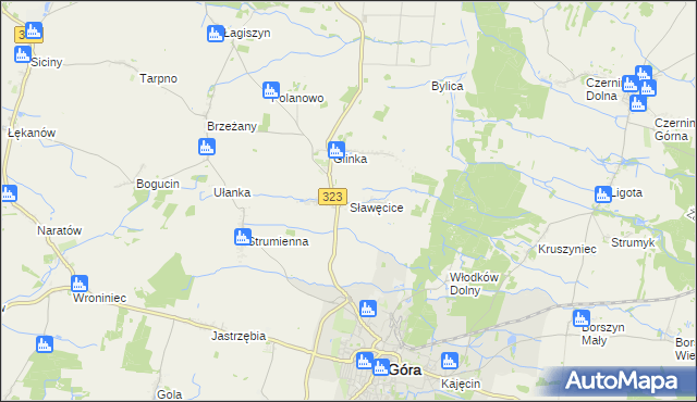 mapa Sławęcice gmina Góra, Sławęcice gmina Góra na mapie Targeo