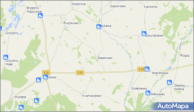 mapa Sławkowo gmina Działdowo, Sławkowo gmina Działdowo na mapie Targeo