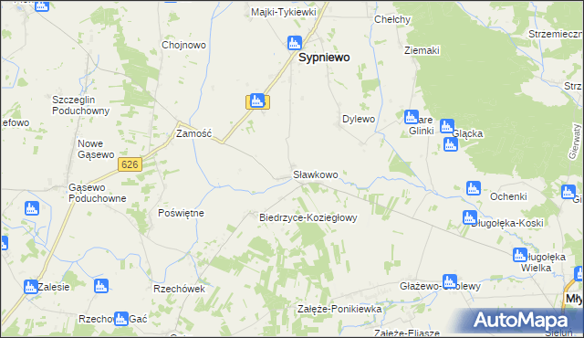 mapa Sławkowo gmina Sypniewo, Sławkowo gmina Sypniewo na mapie Targeo