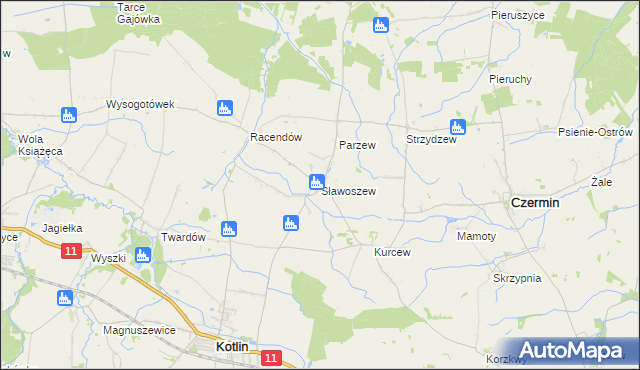 mapa Sławoszew, Sławoszew na mapie Targeo