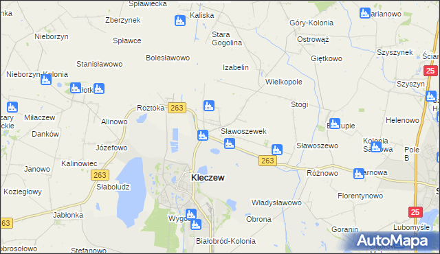 mapa Sławoszewek, Sławoszewek na mapie Targeo