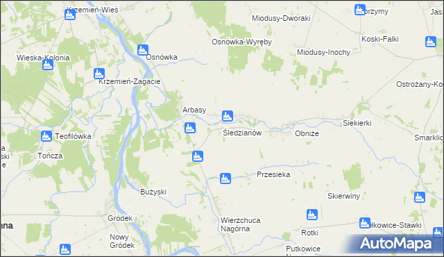 mapa Śledzianów, Śledzianów na mapie Targeo