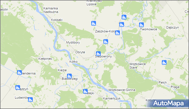 mapa Ślepowrony gmina Nur, Ślepowrony gmina Nur na mapie Targeo