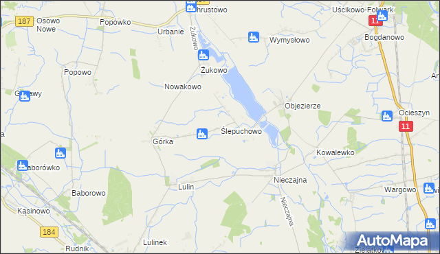 mapa Ślepuchowo, Ślepuchowo na mapie Targeo