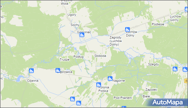 mapa Słoboda gmina Kuryłówka, Słoboda gmina Kuryłówka na mapie Targeo