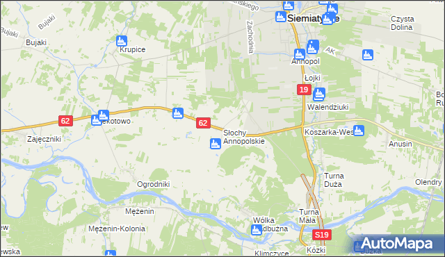 mapa Słochy Annopolskie, Słochy Annopolskie na mapie Targeo