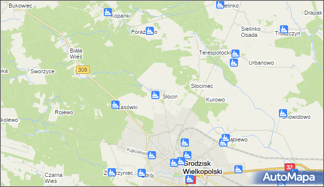 mapa Słocin, Słocin na mapie Targeo