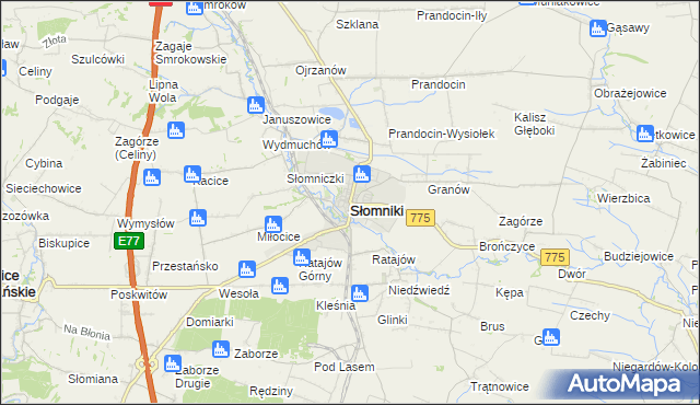mapa Słomniki, Słomniki na mapie Targeo